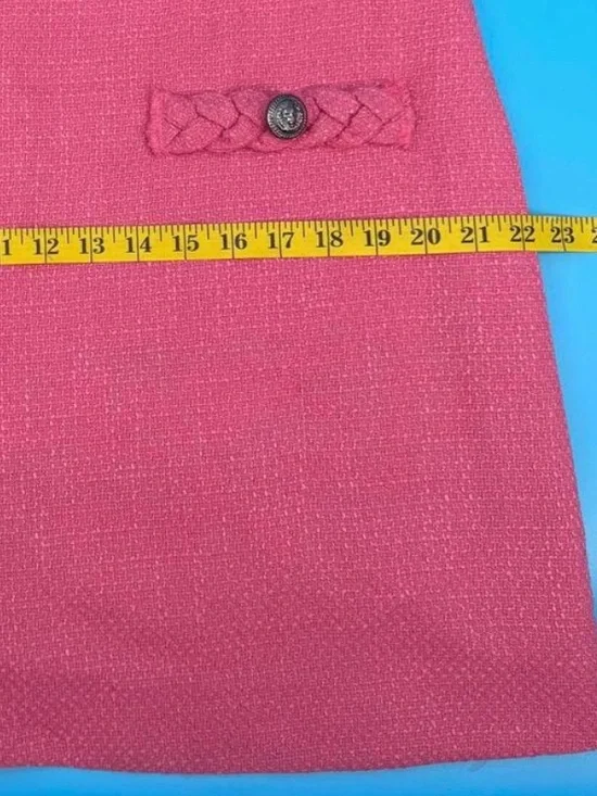 🎀 Tuckernuck Jackie Pink Tweed 60s Mini Shift Dress Large - Picture 7 of 8